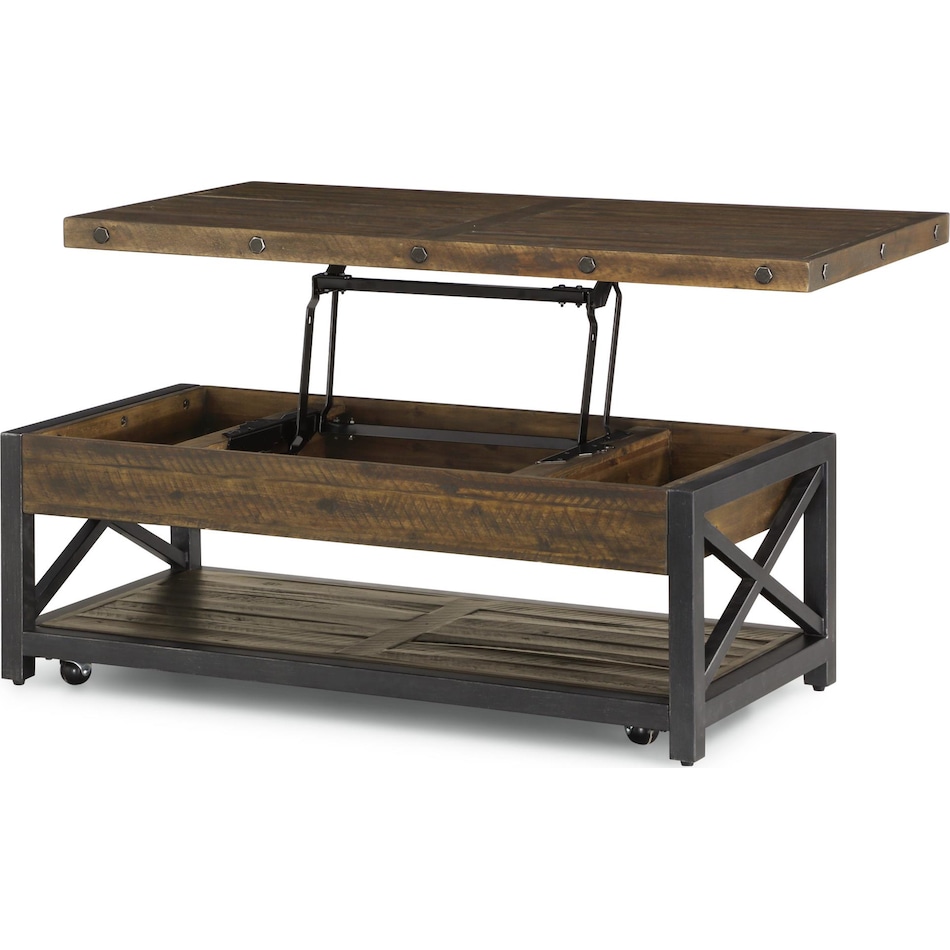 calahan dark brown black cktl tbl castered lift top    