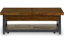 calahan dark brown black cktl tbl castered lift top    