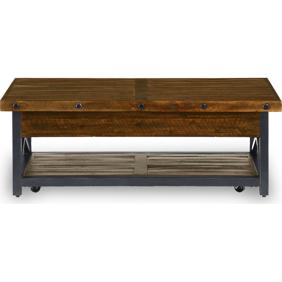 calahan dark brown black cktl tbl castered lift top    