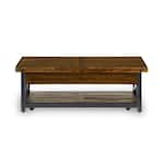 calahan dark brown black cktl tbl castered lift top    