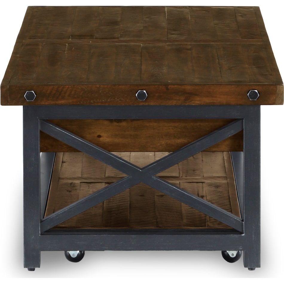 calahan dark brown black cktl tbl castered lift top    