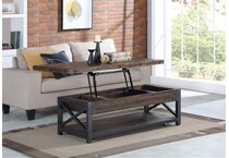 calahan dark brown black cktl tbl castered lift top    