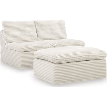 CANEFIELD ARMLESS CHAIR SET WITH OTTOMAN