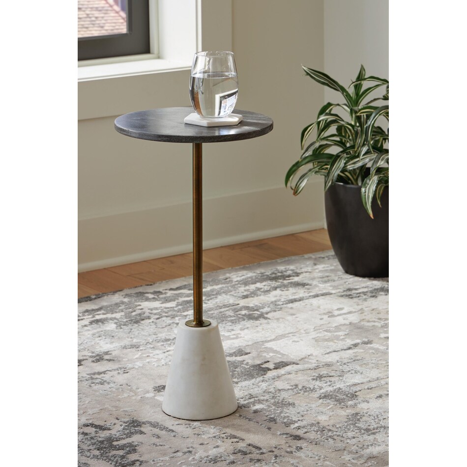 caramont black white gold finish end table   