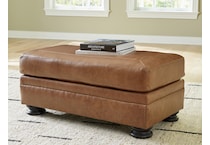 carianna caramel leather ottoman   