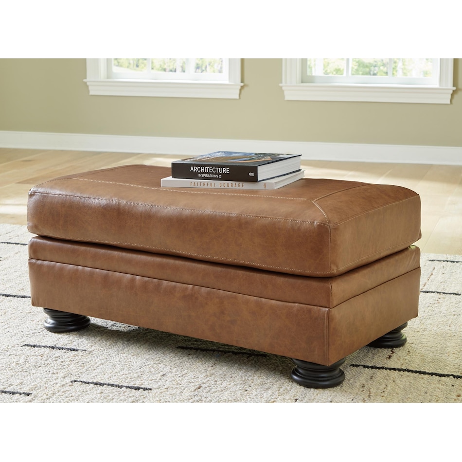 carianna caramel leather ottoman   