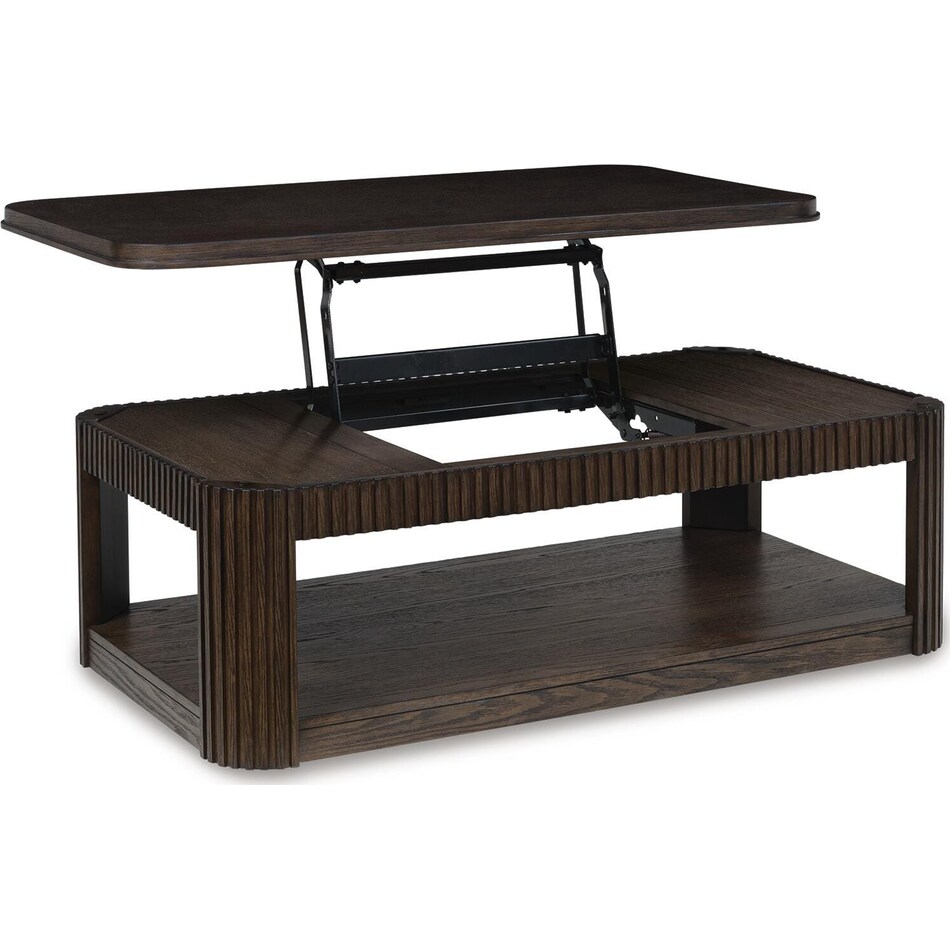 carlbrie warm brown cocktail table lift top   