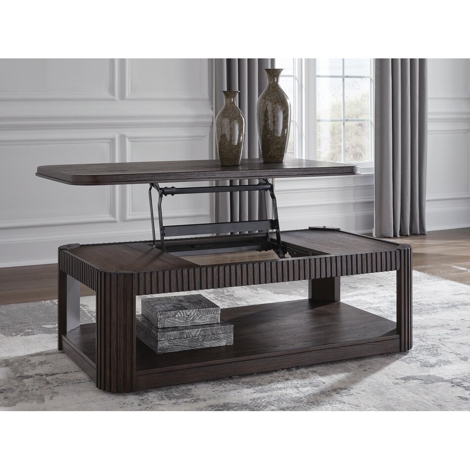 carlbrie warm brown cocktail table lift top   