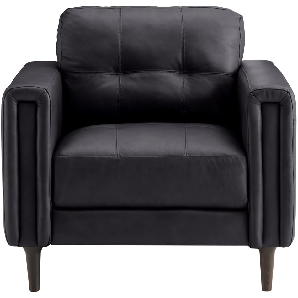 carmelo blue leather chair   