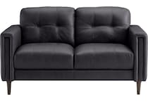 carmelo blue leather loveseat   