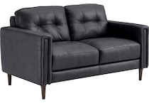 carmelo blue leather loveseat   