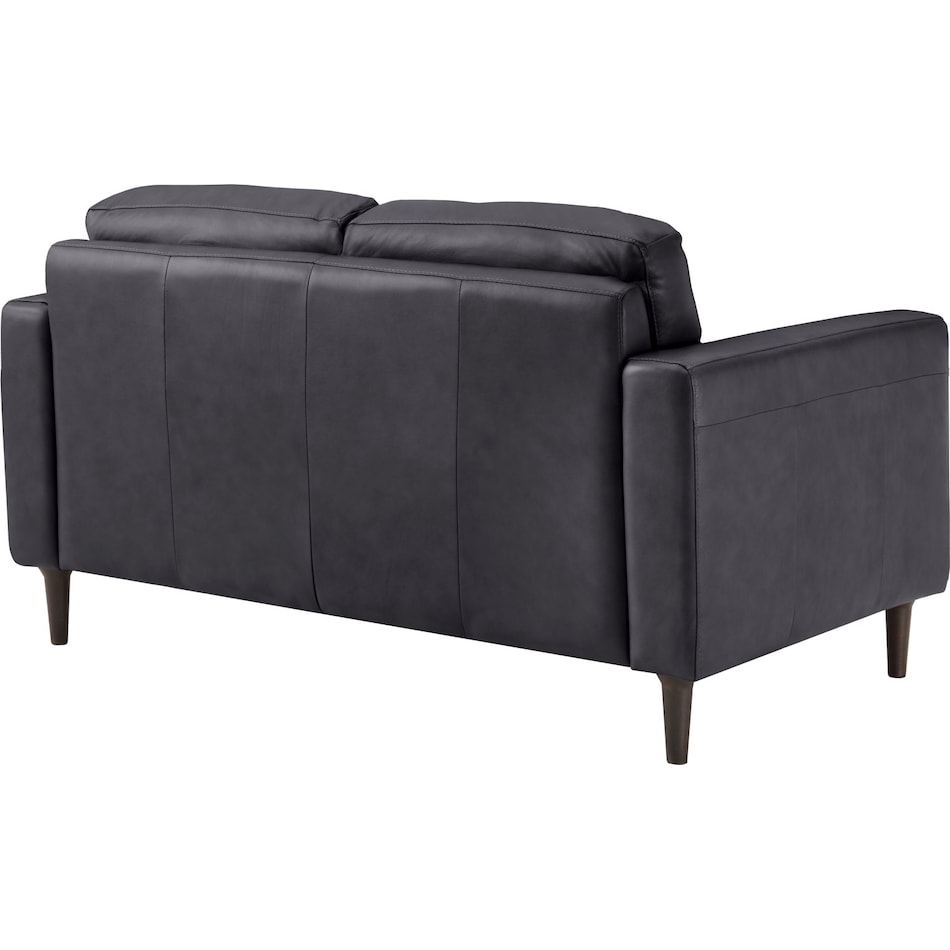 carmelo blue leather loveseat   