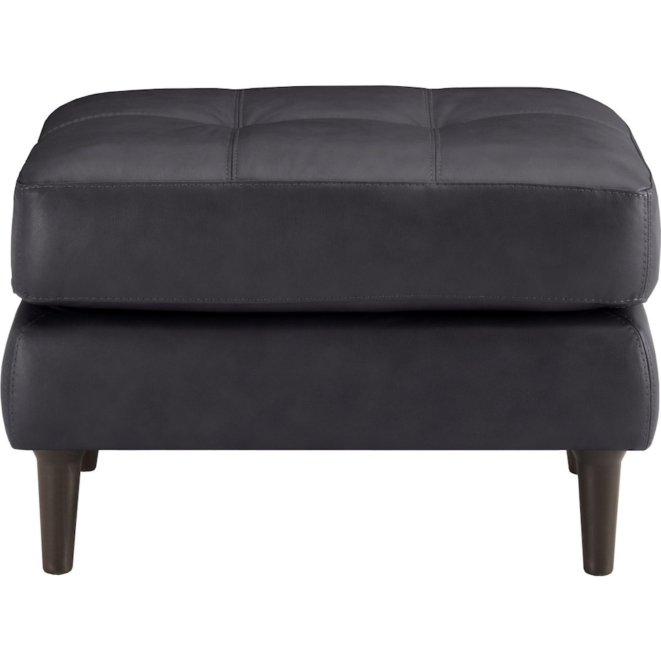 carmelo blue leather ottoman   