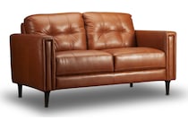 carmelo whiskey grey leather loveseat   