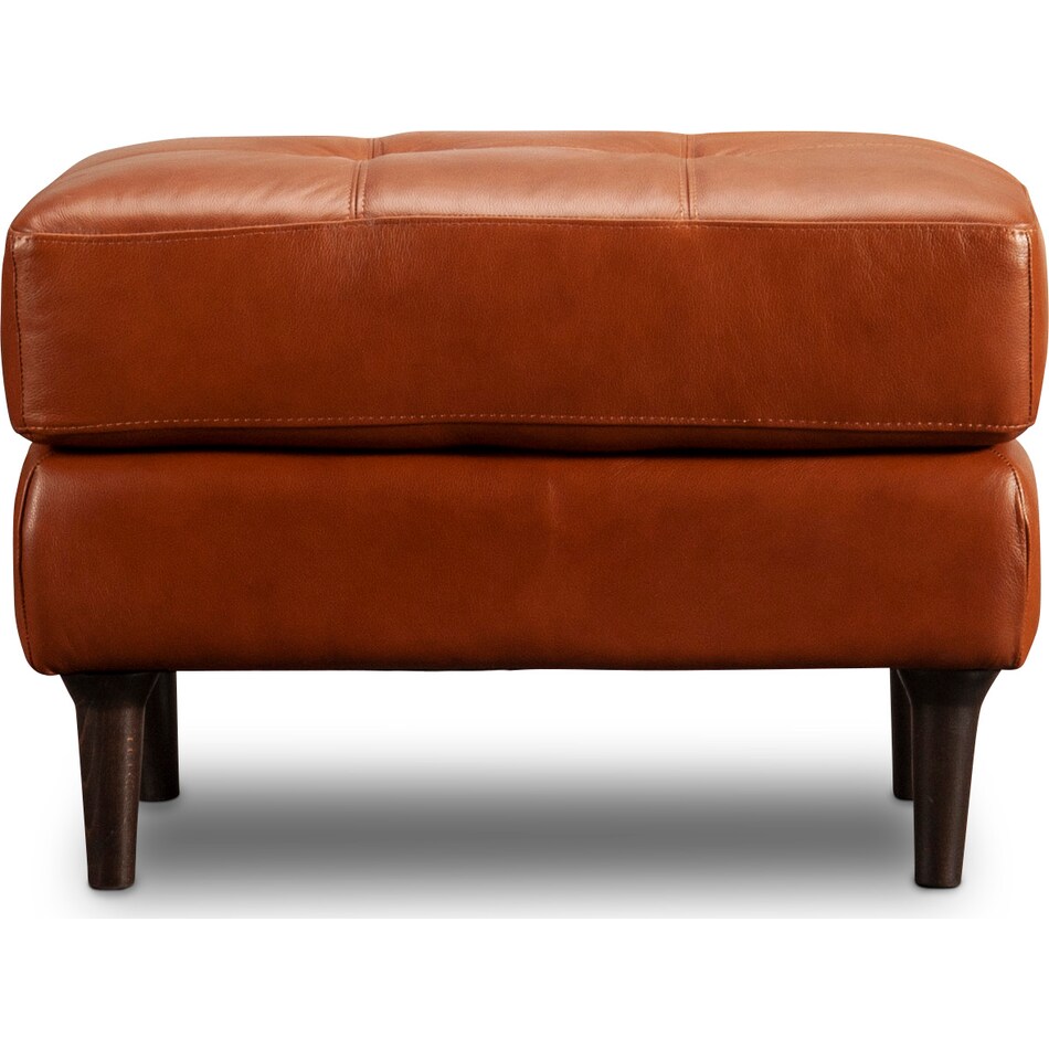 carmelo whiskey grey leather ottoman   