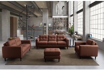 carmelo whiskey grey leather ottoman   