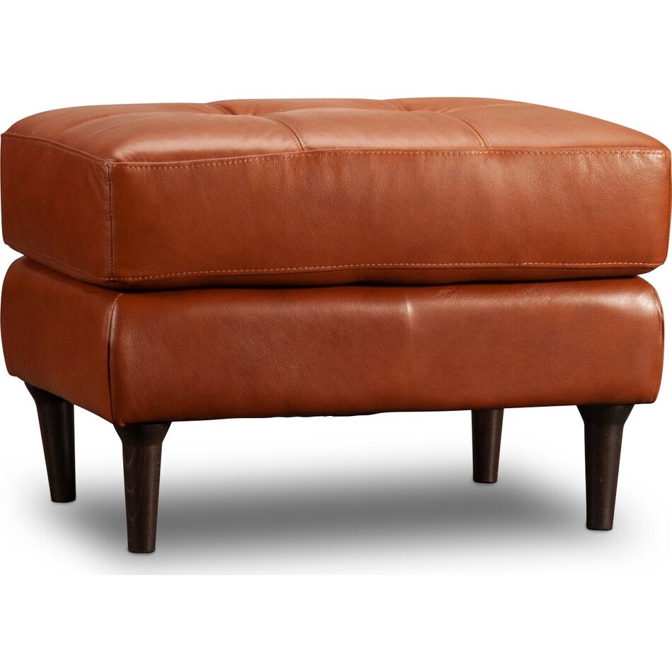 carmelo whiskey grey leather ottoman   