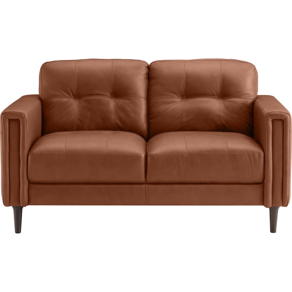 carmelo whiskey leather loveseat   