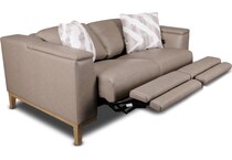 carrie grey leather reclining loveseat   