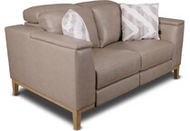 carrie grey leather reclining loveseat   