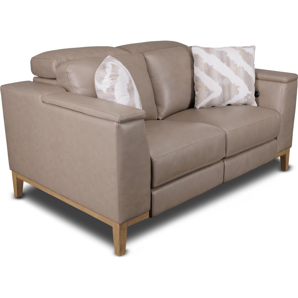 carrie grey leather reclining loveseat   