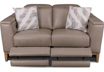 carrie grey leather reclining loveseat   