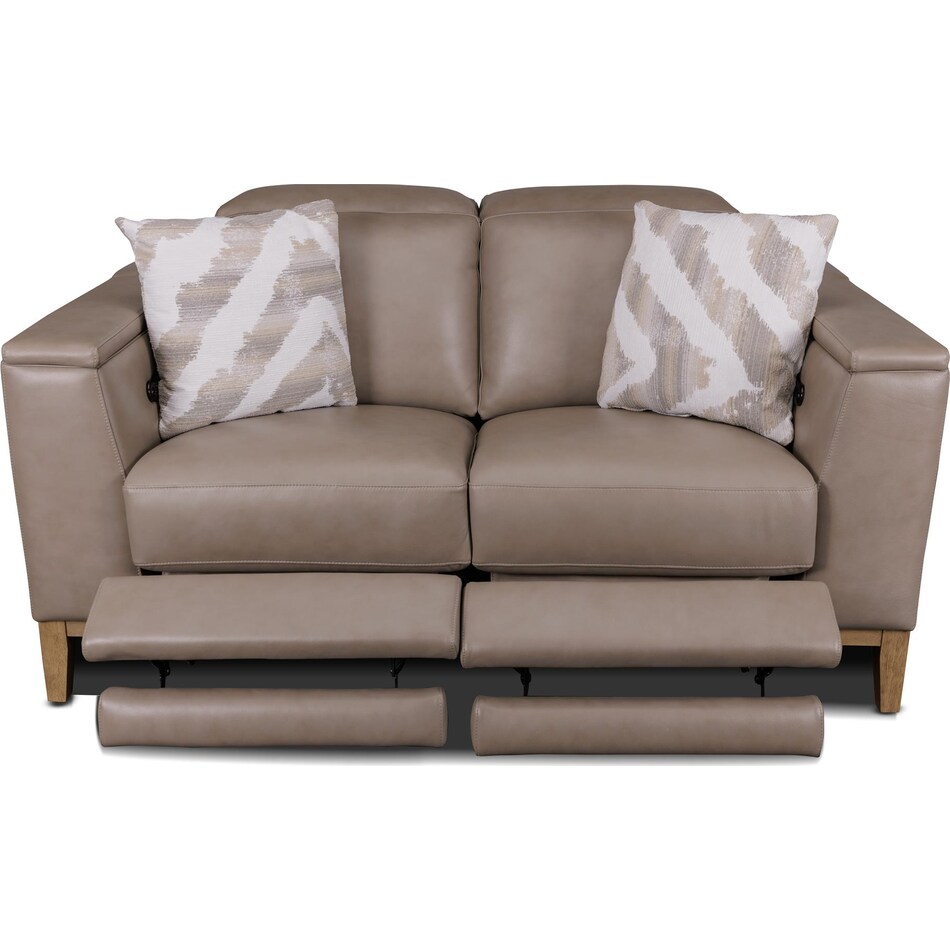 carrie grey leather reclining loveseat   