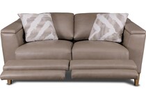carrie grey leather reclining loveseat   