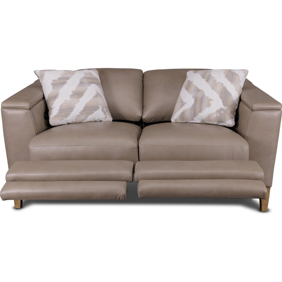 carrie grey leather reclining loveseat   