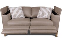 carrie grey leather reclining loveseat   