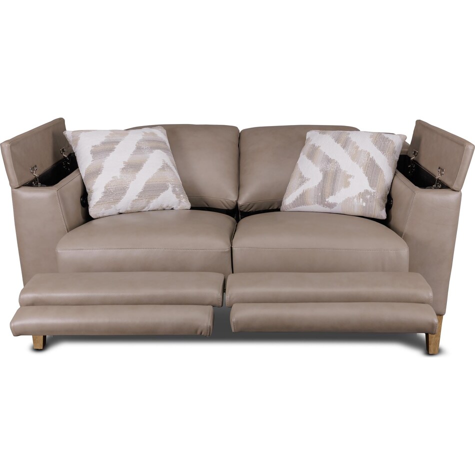 carrie grey leather reclining loveseat   