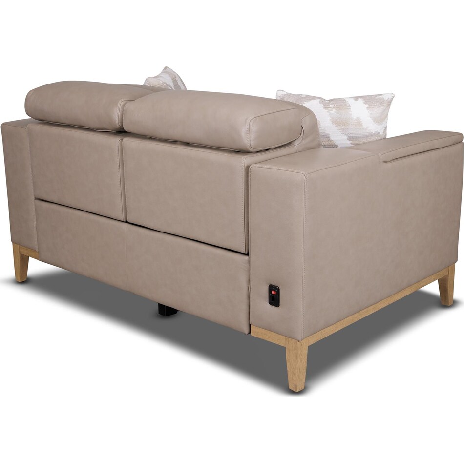 carrie grey leather reclining loveseat   