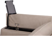 carrie grey leather reclining loveseat   