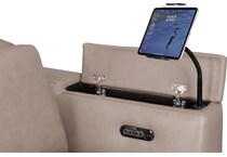 carrie grey leather reclining loveseat   