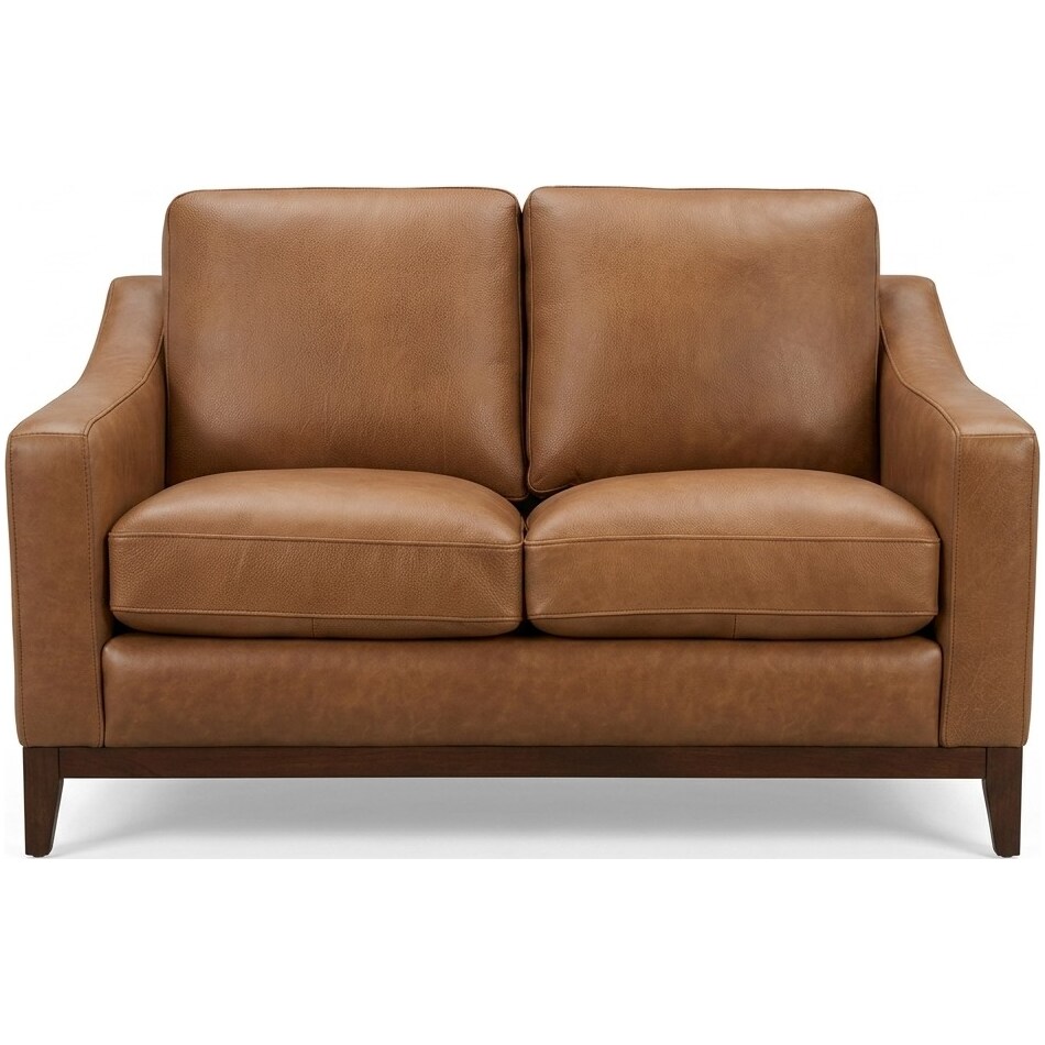 cassey finch toffee leather loveseat   
