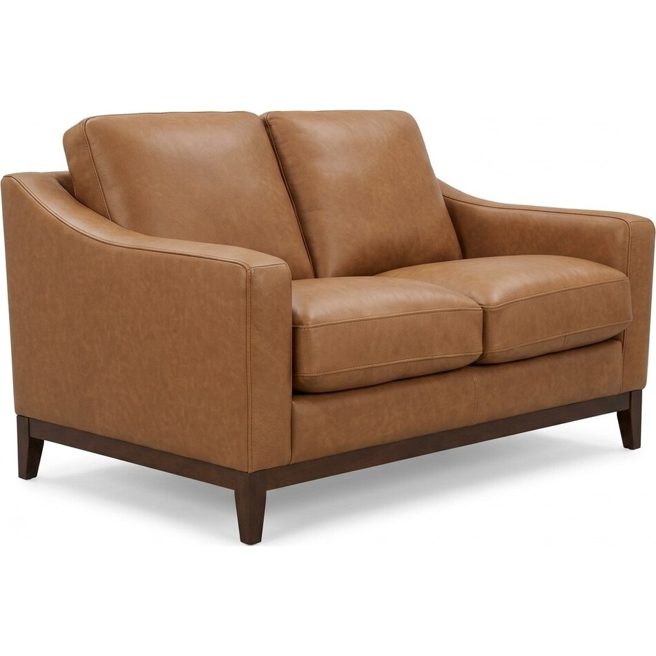 cassey finch toffee leather loveseat   