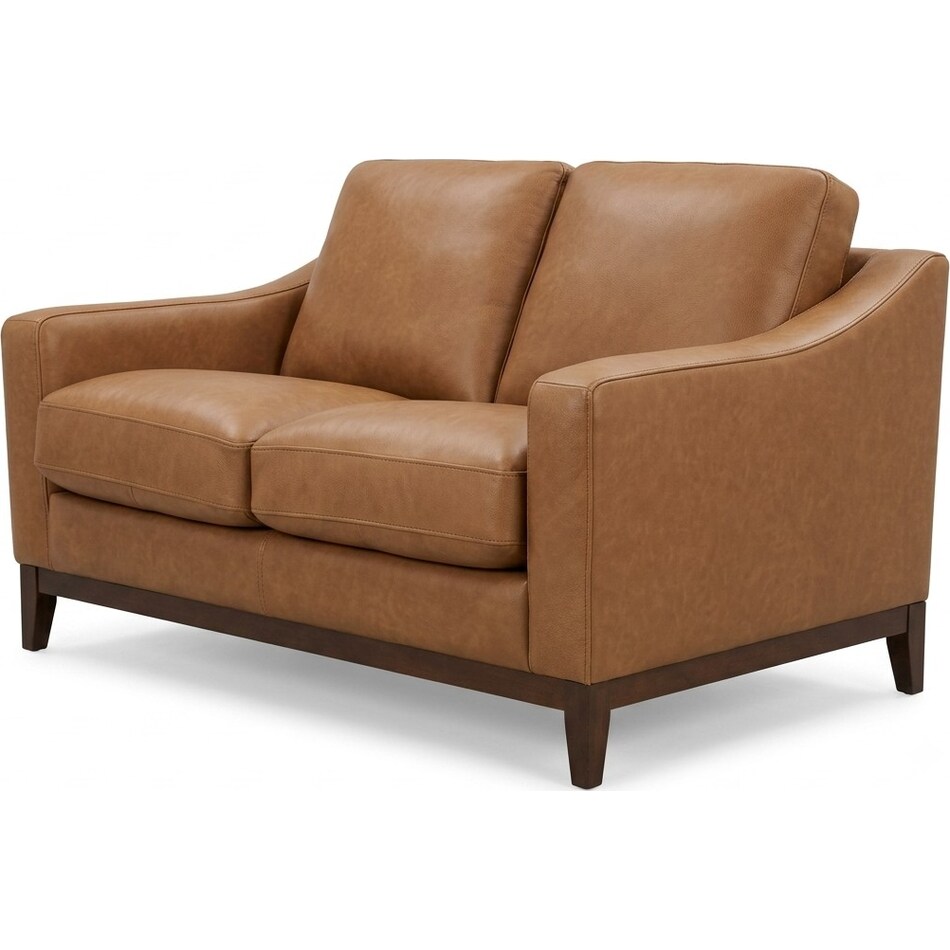 cassey finch toffee leather loveseat   