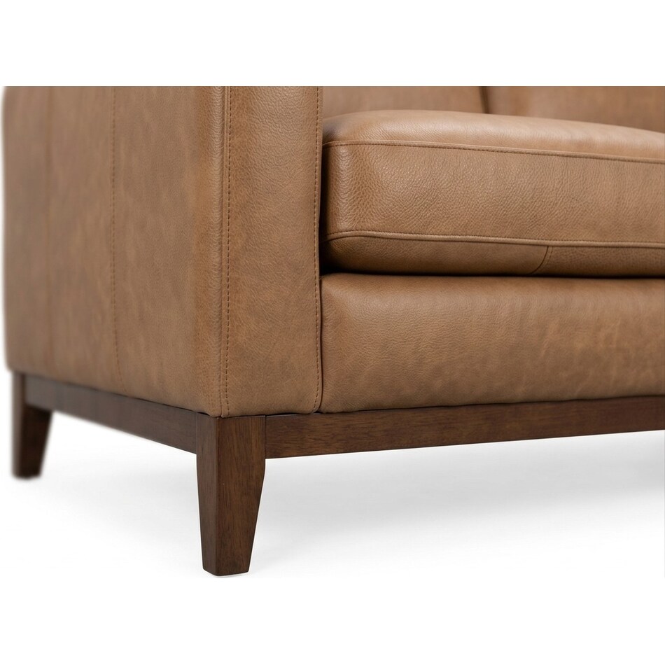 cassey finch toffee leather loveseat   