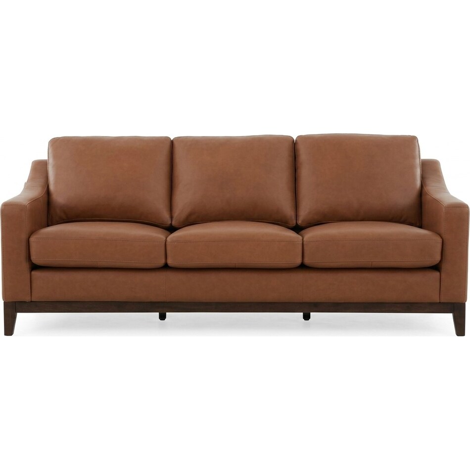 cassey finch toffee leather sofa   