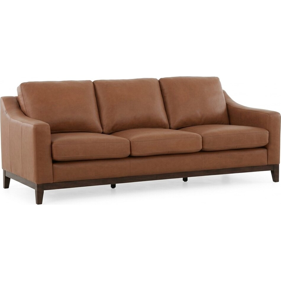 cassey finch toffee leather sofa   