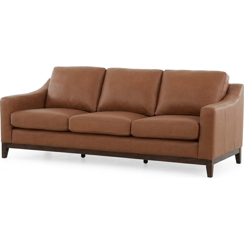cassey finch toffee leather sofa   