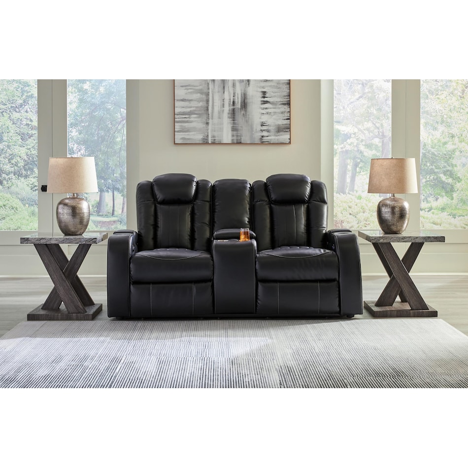 caveman den black power reclining loveseat   