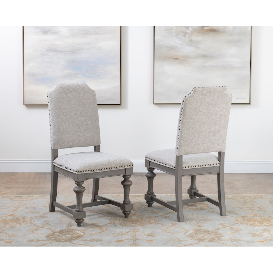 chadwick  tweed grey + sandalwood brown side chair   