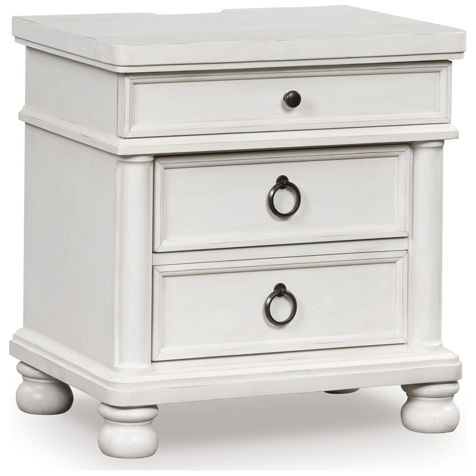 chadworth antique white nightstand   