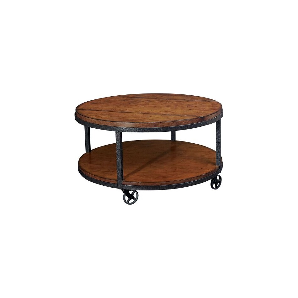 chagrin blvd brown metal cocktail table casters   