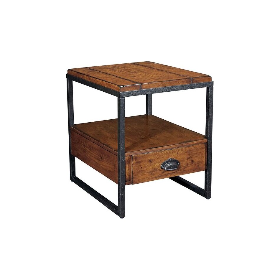 chagrin blvd brown metal end table   