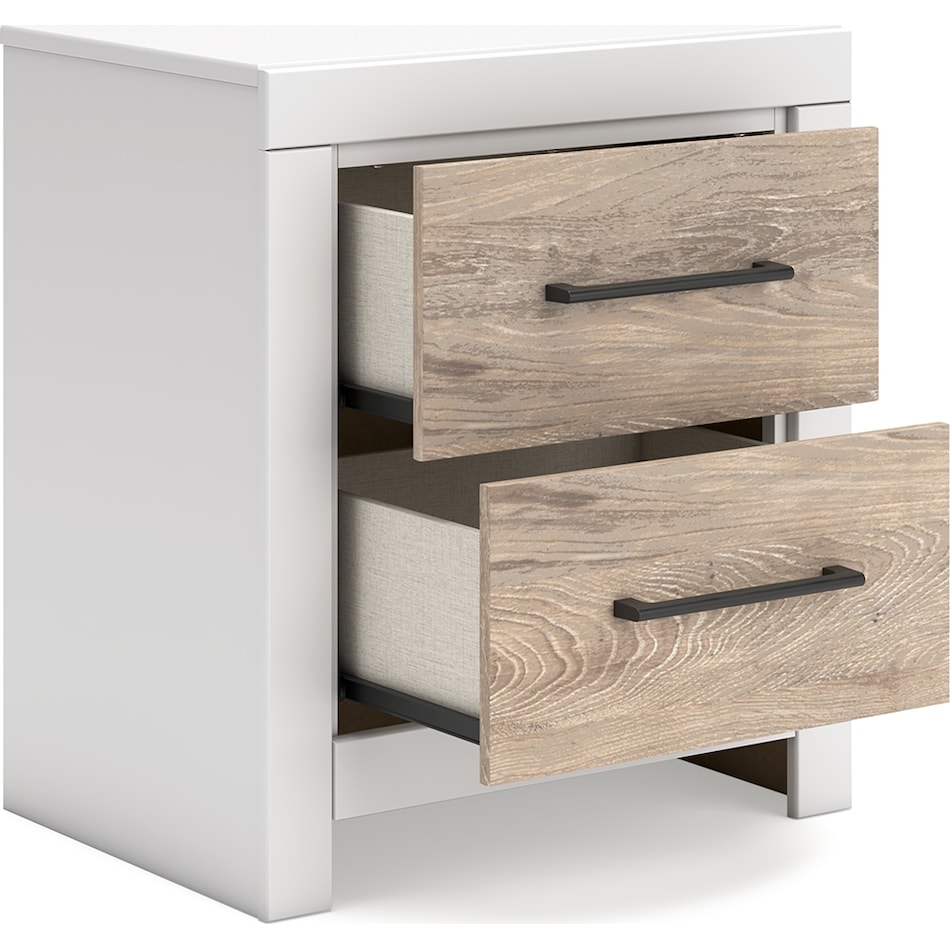 charbitt two tone white brown nightstand   