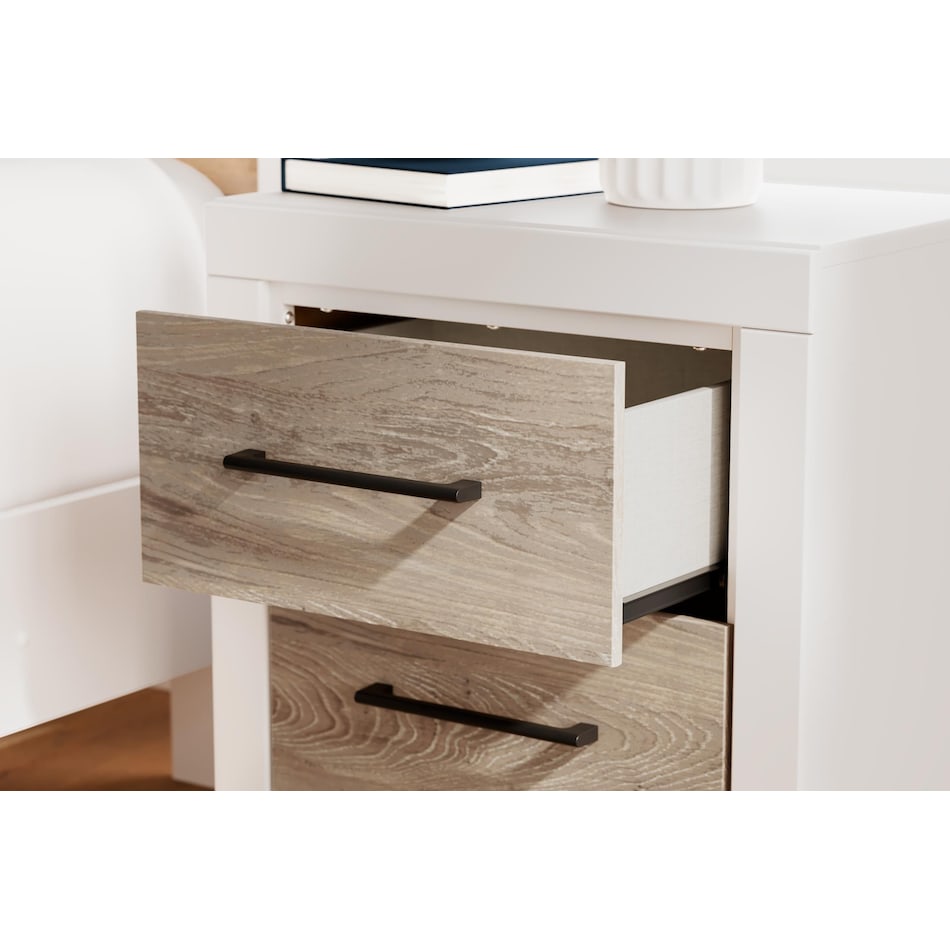 charbitt two tone white brown nightstand   