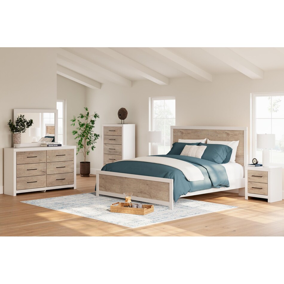 charbitt two tone white brown nightstand   