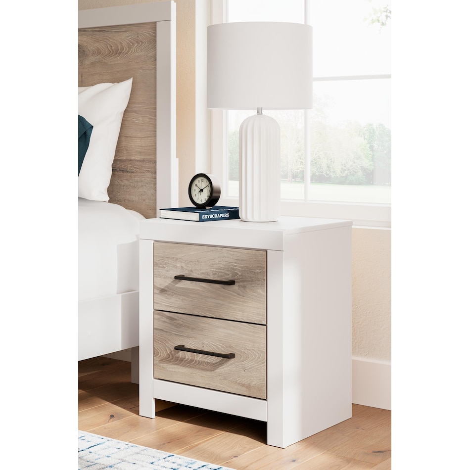 charbitt two tone white brown nightstand   
